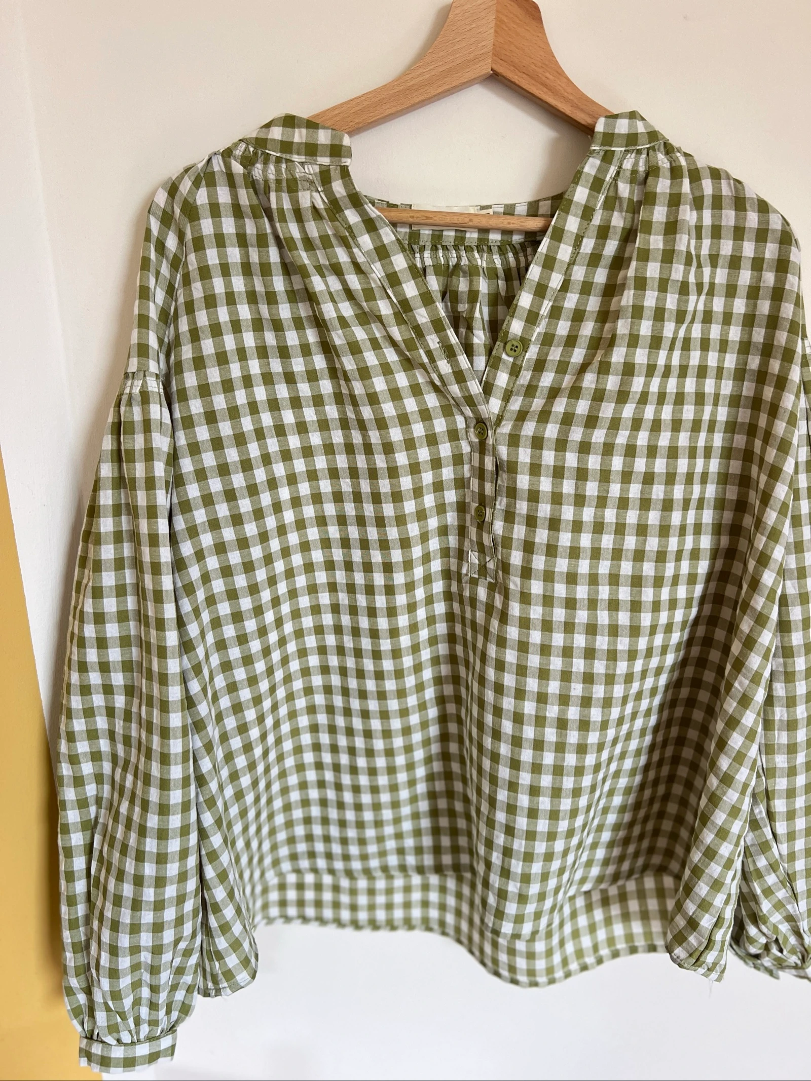 Blouse vichy vert olive